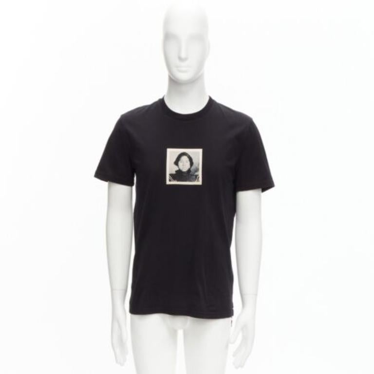 GIVENCHY black cotton women portrait print crew neck tshirt M For Sale 4