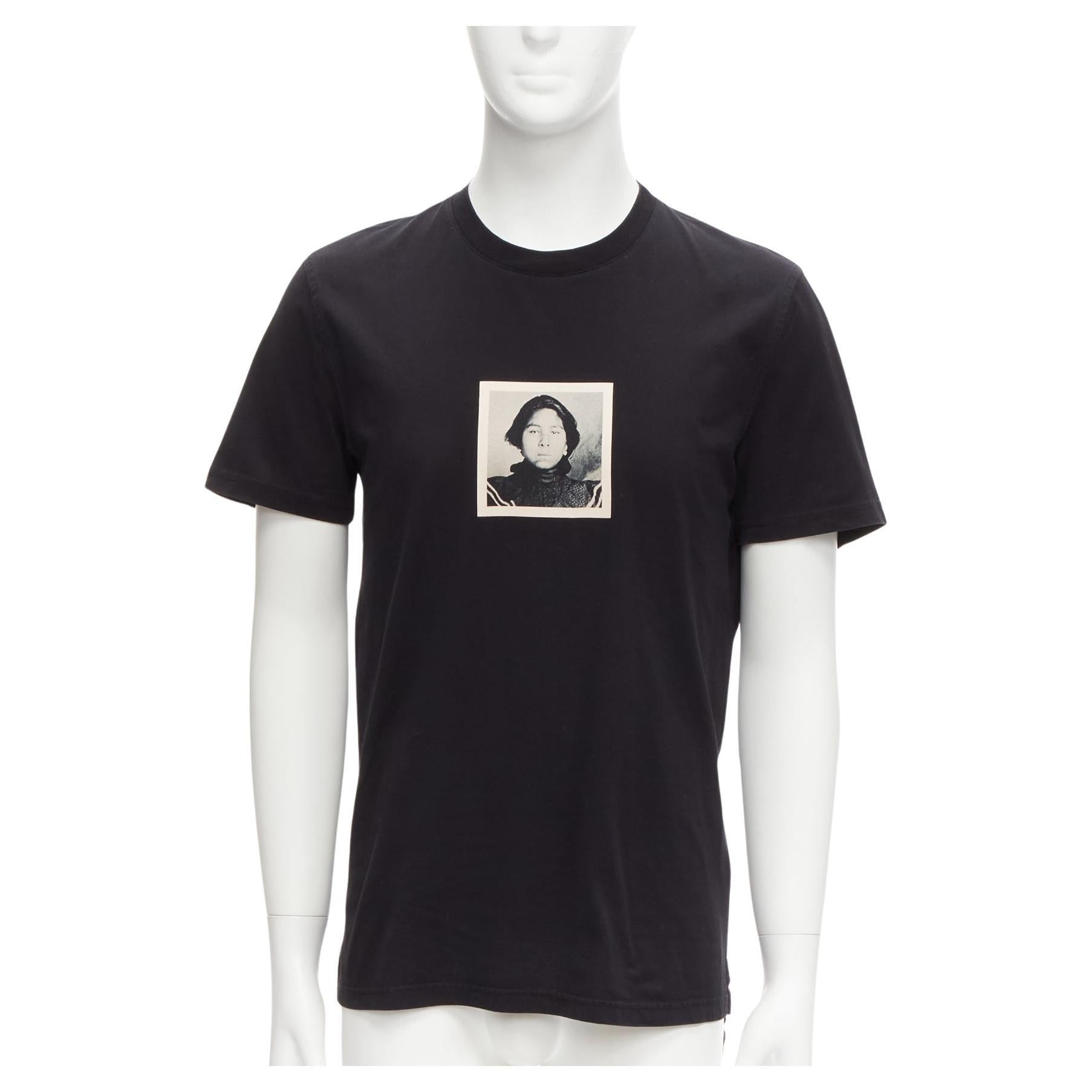 GIVENCHY black cotton women portrait print crew neck tshirt M For Sale