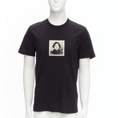 GIVENCHY tshirt à col ras du cou en coton noir imprimé portrait pour femme M.