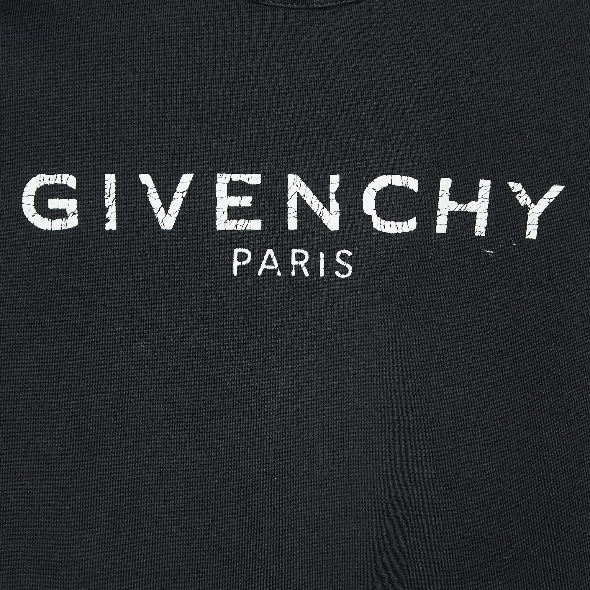 Givenchy Schwarzes T-Shirt aus Baumwolle mit Cracked Logo-Druck (12 Yrs) im Angebot 1