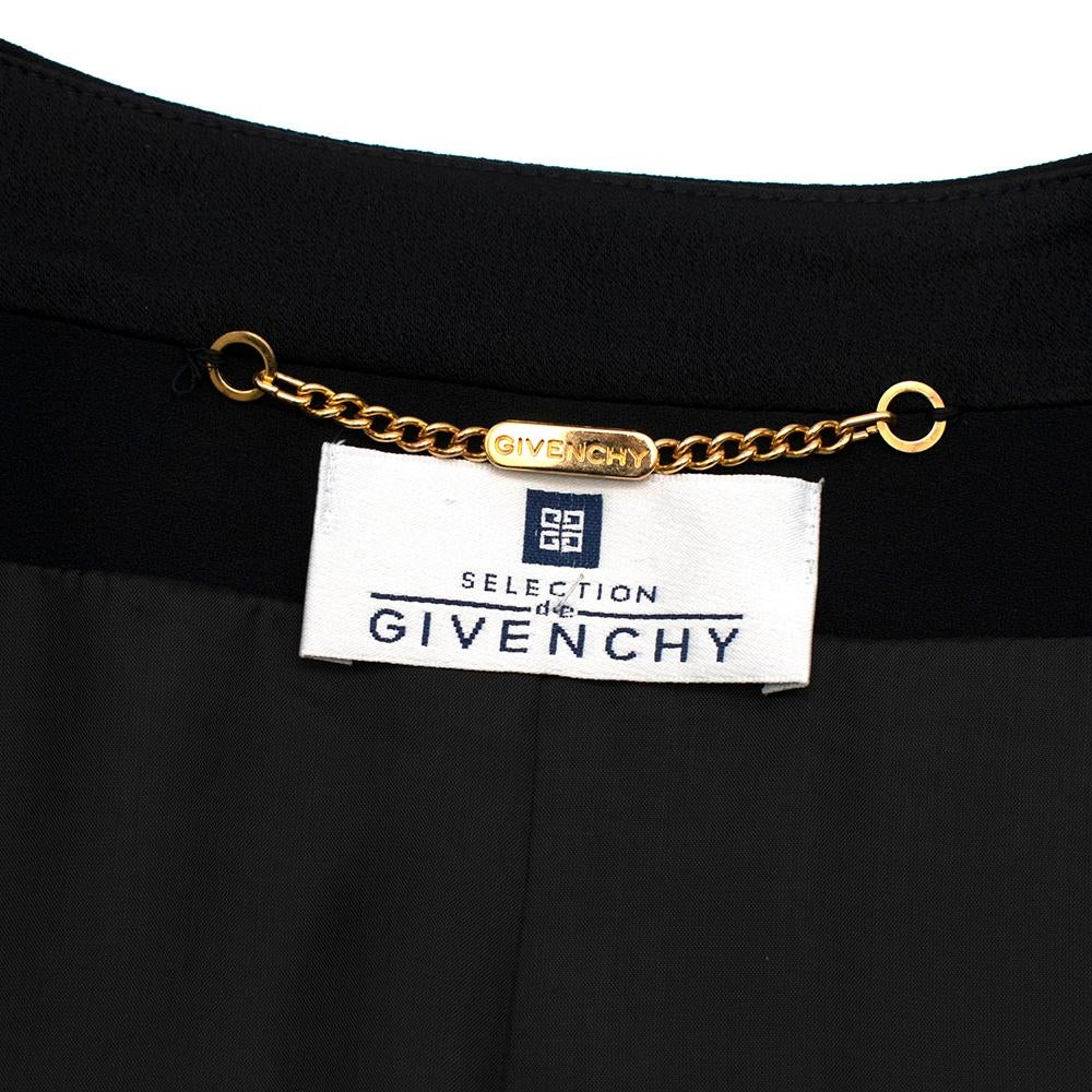 Givenchy Black Crepe Front Tie Collarless Vintage Jacket - Us size 18 In Excellent Condition For Sale In London, GB