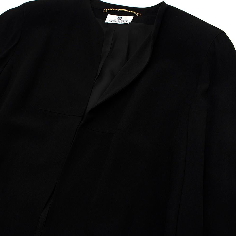 Women's Givenchy Black Crepe Front Tie Collarless Vintage Jacket - Us size 18 For Sale