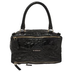 Givenchy Black Crinkled Leather Large Pandora Bag