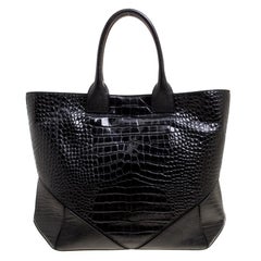 Givenchy Black Croc Embossed Leather Easy Tote