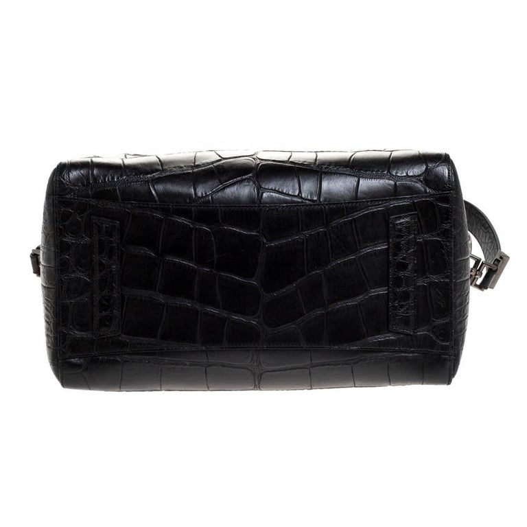 Givenchy Antigona Medium Croc Embossed Leather Satchel in Black