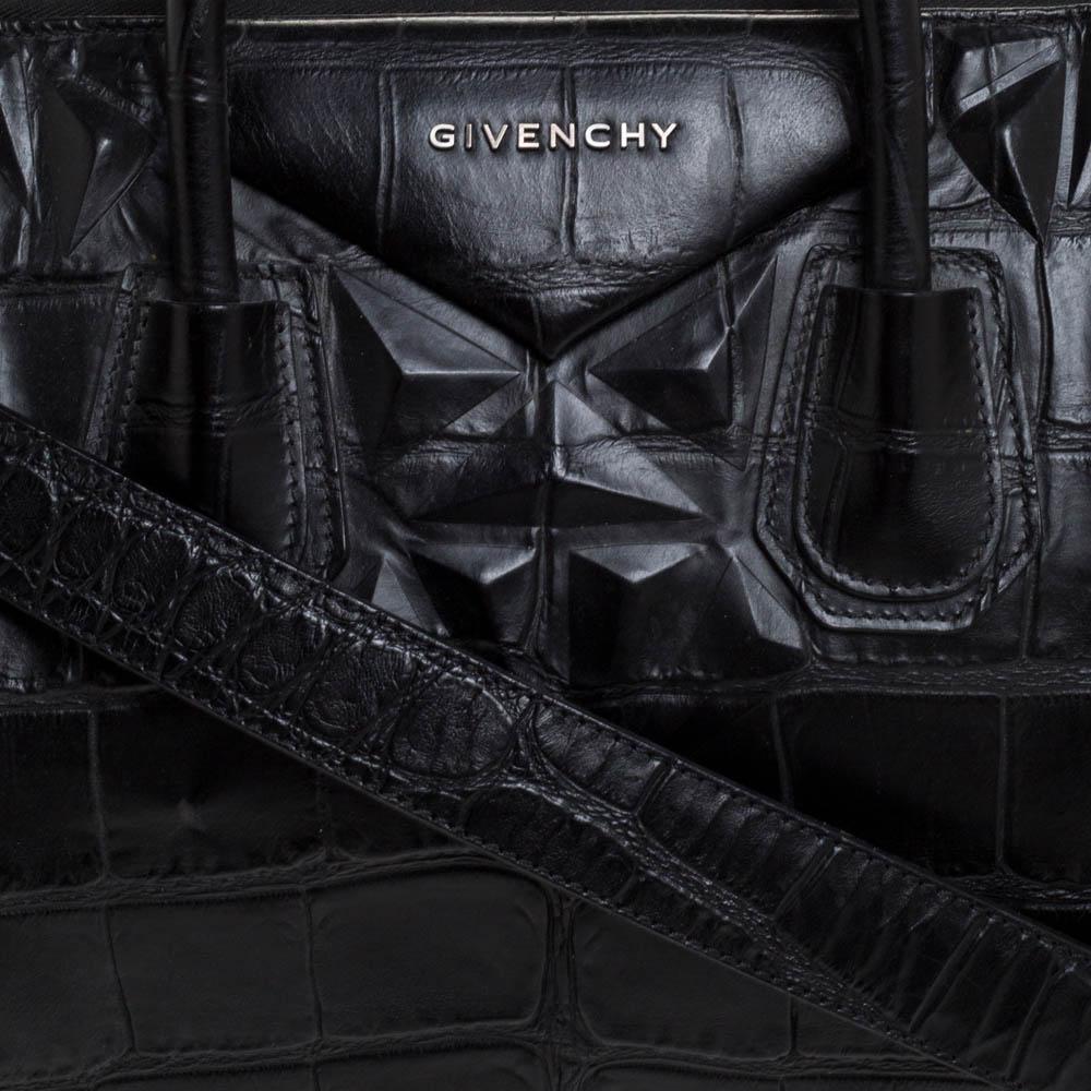Givenchy Black Croc Embossed Leather Medium Antigona Satchel 1