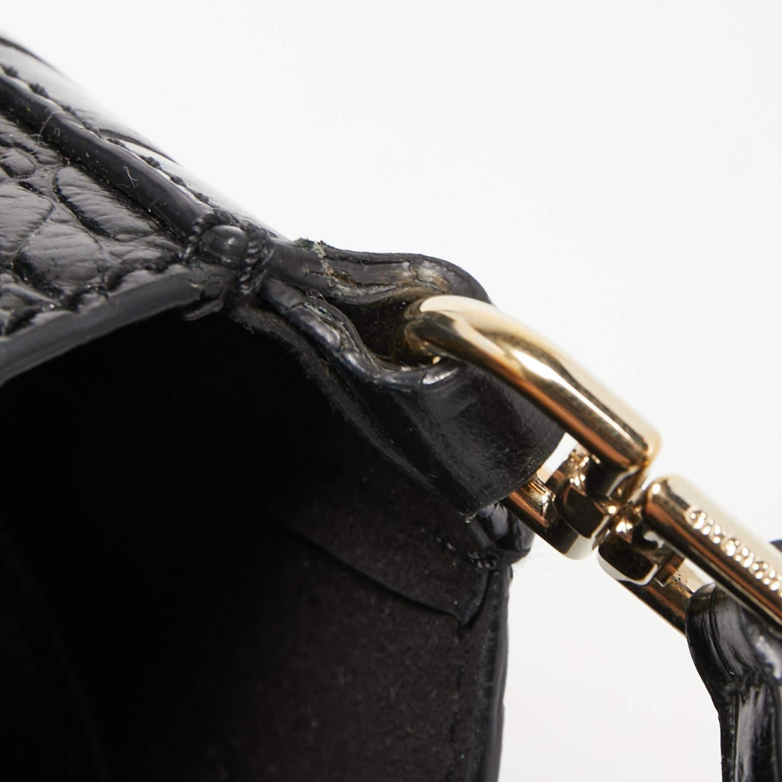 Givenchy Black Croc Embossed Leather Nobile Crossbody Bag 7