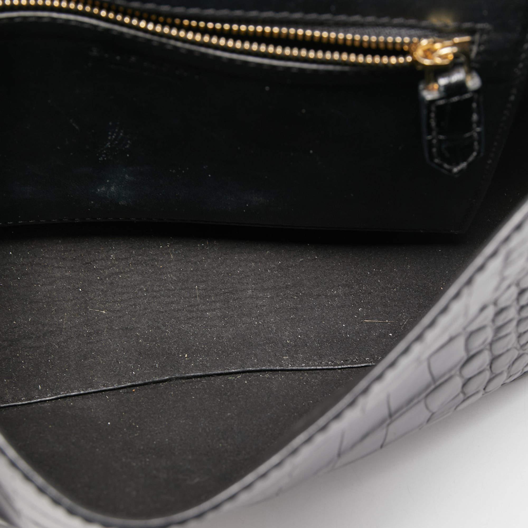 Givenchy Black Croc Embossed Leather Nobile Crossbody Bag 12