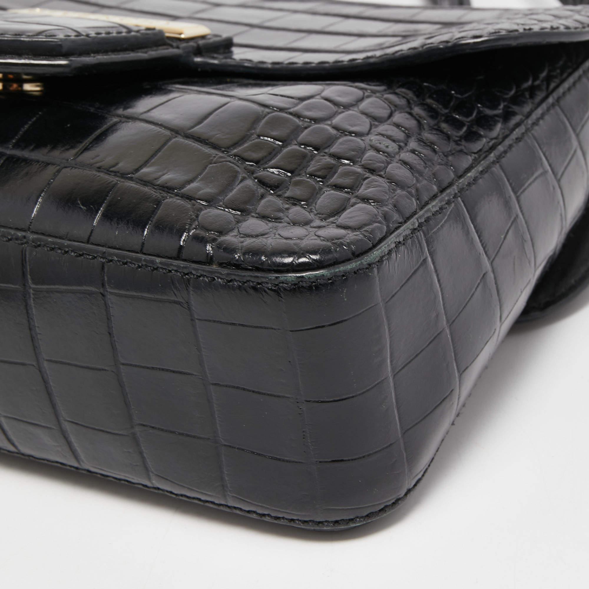 Givenchy Black Croc Embossed Leather Nobile Crossbody Bag 4