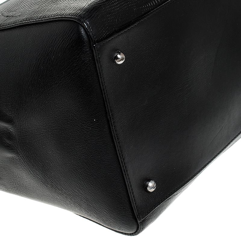 Givenchy Black Croc Embossed Leather Satchel 6