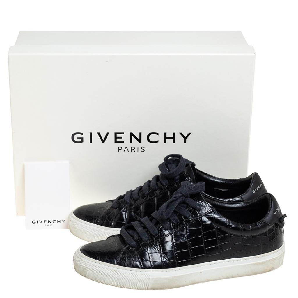 Givenchy Black Croc Embossed Leather Urban Street Sneakers Size 38 3