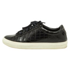 Givenchy Black Croc Embossed Leather Urban Street Sneakers Size 40