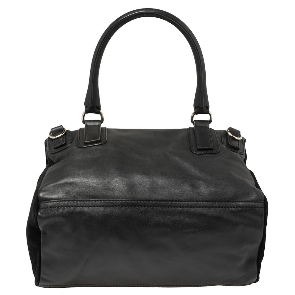Women's Givenchy Black Croc Embossed , Suede and Leather Large Pandora Shoulder Bag