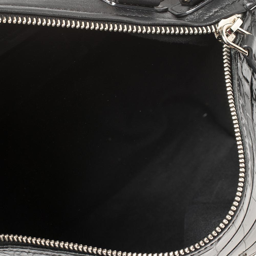 Givenchy Black Croc Embossed , Suede and Leather Large Pandora Shoulder Bag 3