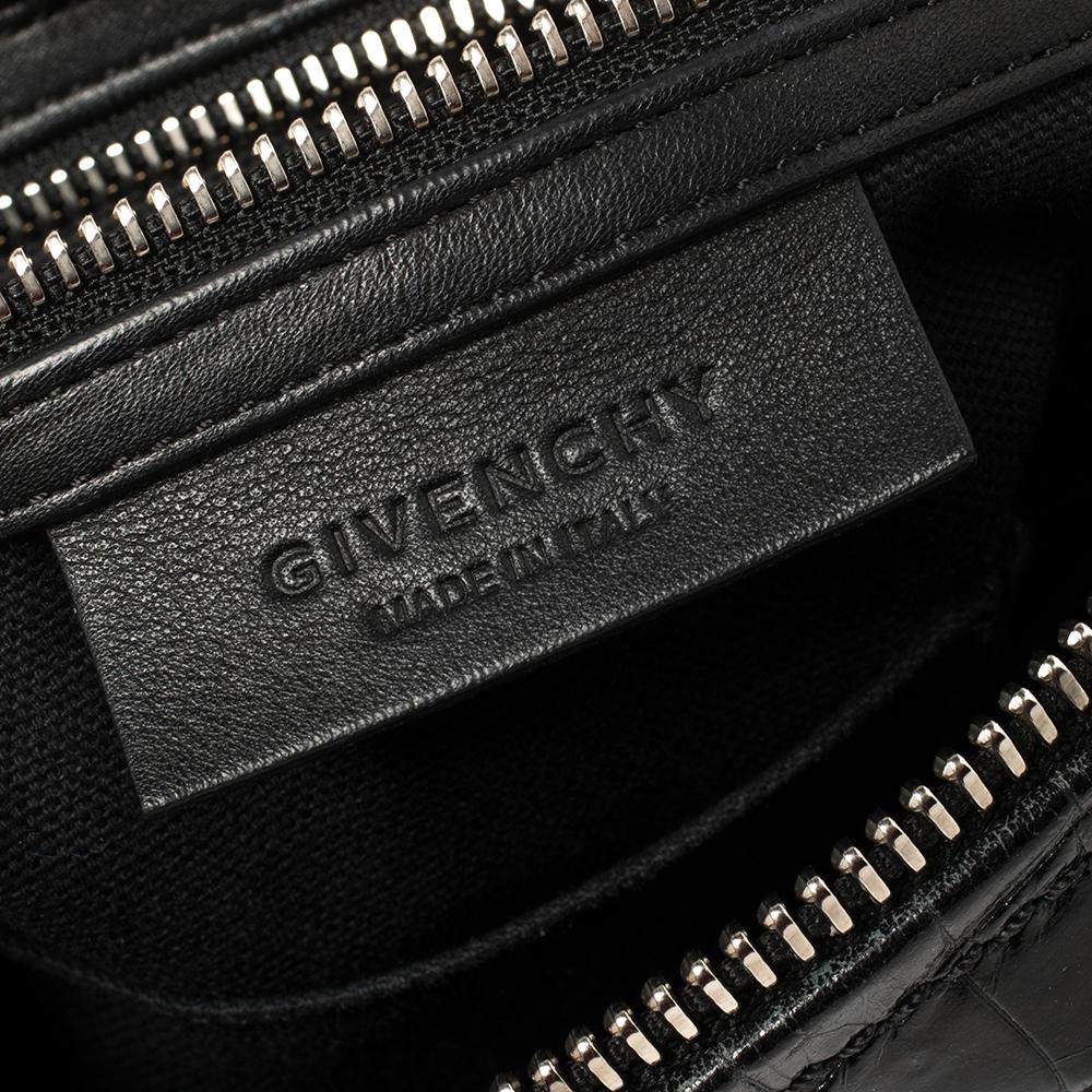 Givenchy Black Croc Embossed , Suede and Leather Large Pandora Shoulder Bag 5