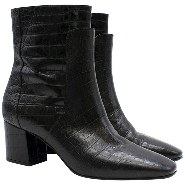 Givenchy Black Crocodile-effect Leather Ankle Boots Size 40 at 1stDibs