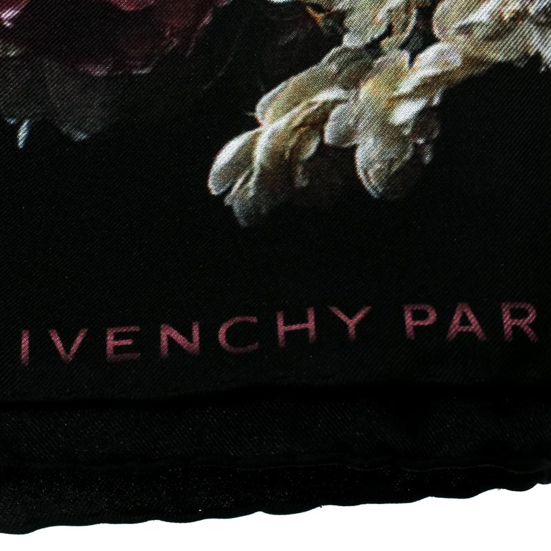 Givenchy Black Degrade Roses Faded Printed Silk Square Scarf In Excellent Condition In Dubai, Al Qouz 2