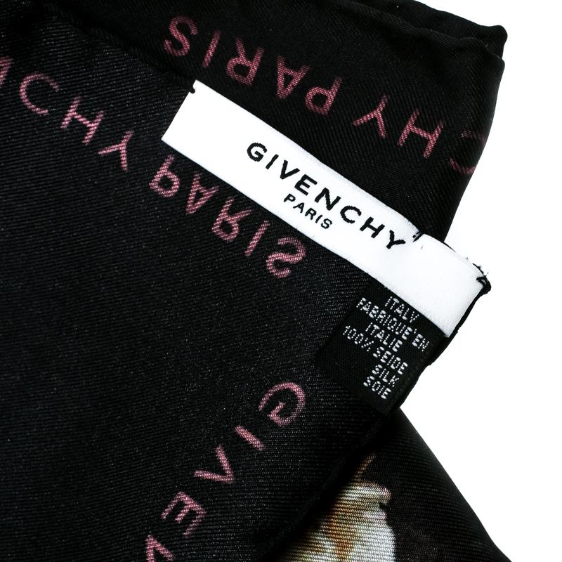 Women's Givenchy Black Degrade Roses Faded Printed Silk Square Scarf