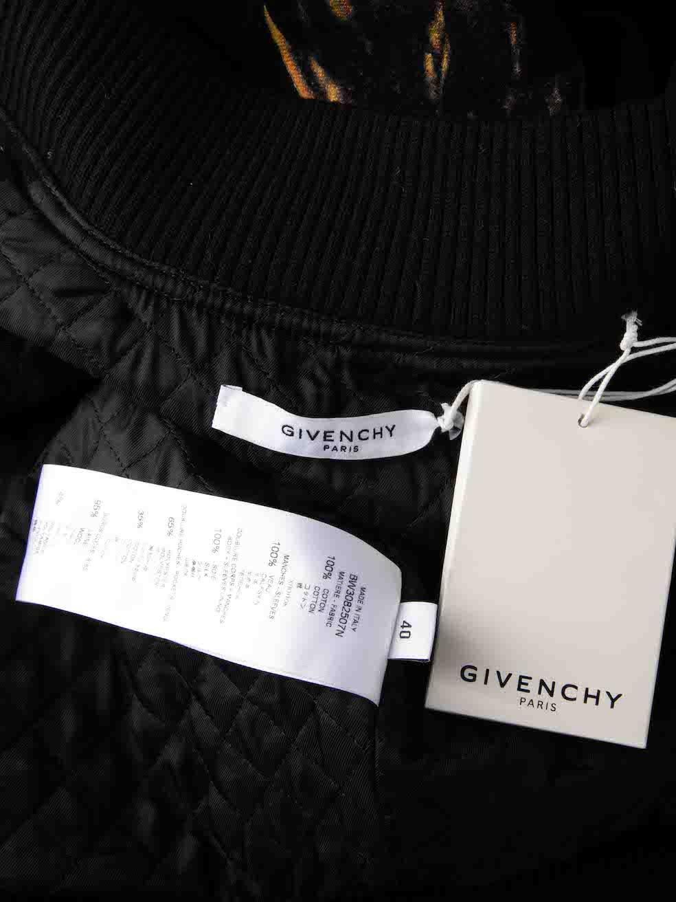 Givenchy Black Denim & Leather Lion Print Bomber Jacket Size L 3