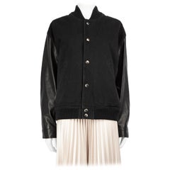 Givenchy Black Denim & Leather Lion Print Bomber Jacket Size L