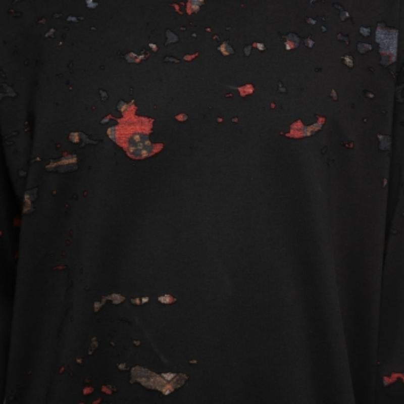 Nero Givenchy Felpa girocollo in cotone nero invecchiato XS in vendita