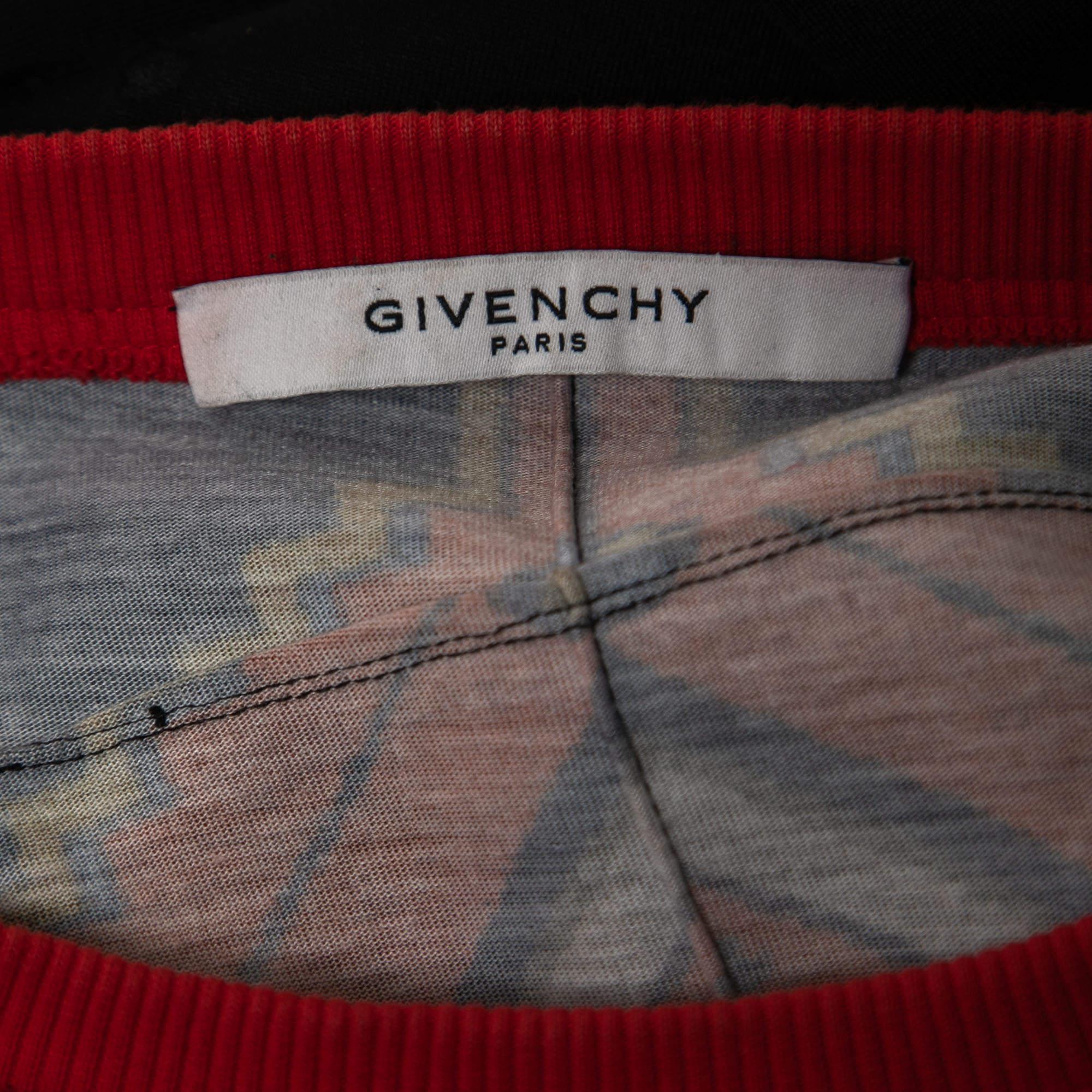 Men's Givenchy Black Distressed Cotton Crewneck Sweatshirt XS For Sale
