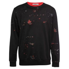 Used Givenchy Black Distressed Cotton Crewneck Sweatshirt XS