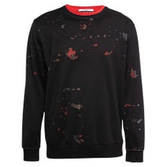 Givenchy Black Distressed Cotton Crewneck Sweatshirt XS