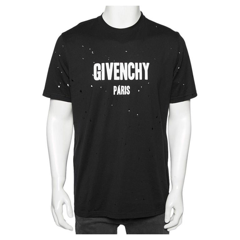 Givenchy Black Distressed Cotton Logo Printed Oversized T-Shirt S For Sale  at 1stDibs | black printed oversized t shirt