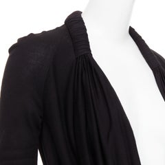 GIVENCHY black draped plunge cowl neck twist rope long sleeves top