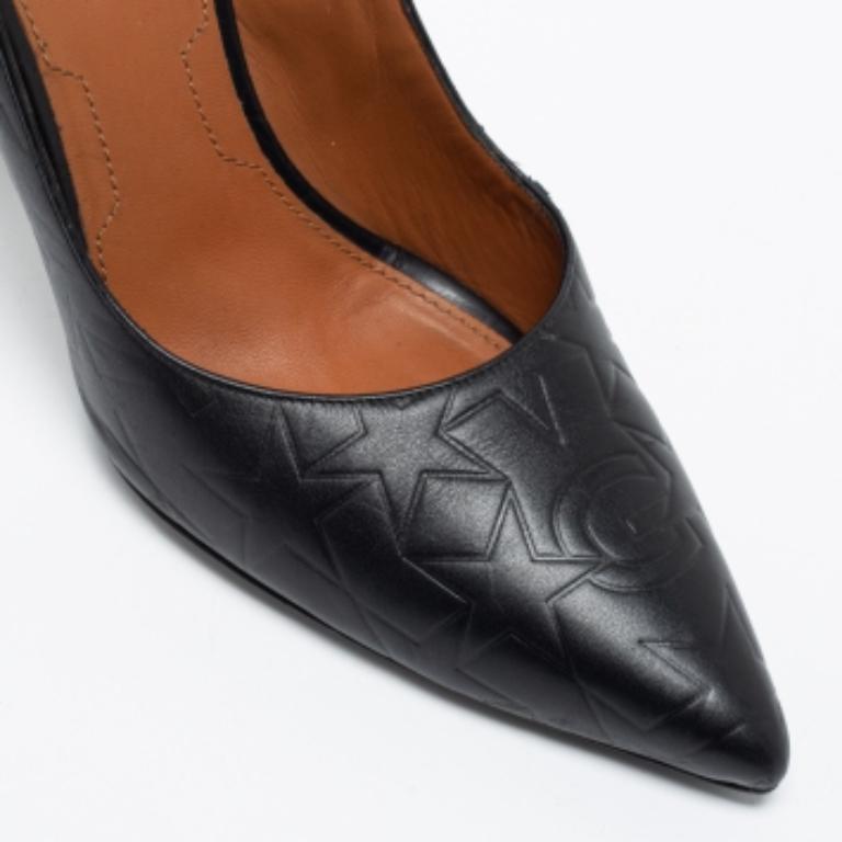 Givenchy Black Embossed Leather Pointed Toe Pumps Size 38 For Sale 1