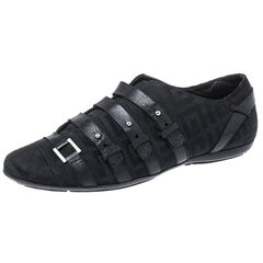 Used Givenchy Black Fabric and Leather Buckle Low Top Sneakers Size 38.5