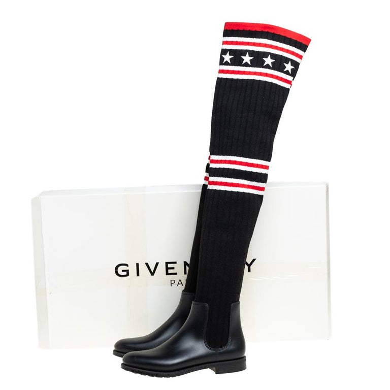 Givenchy Black Fabric And Rubber Storm Over The Knee Boots Size 37 at  1stDibs | givenchy storm boots