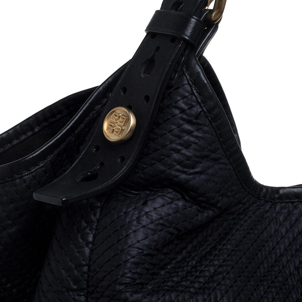 Givenchy Black Fabric Stitch Detail Hobo 7