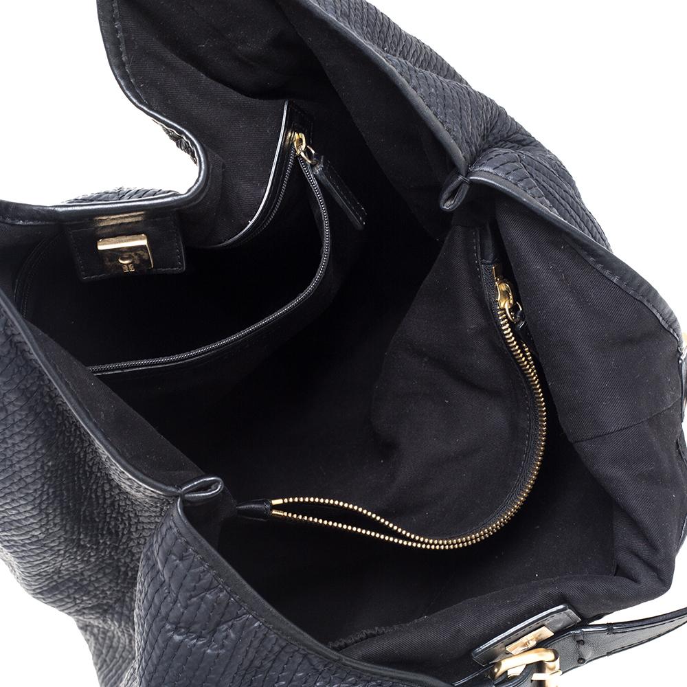 Givenchy Black Fabric Stitch Detail Hobo 4