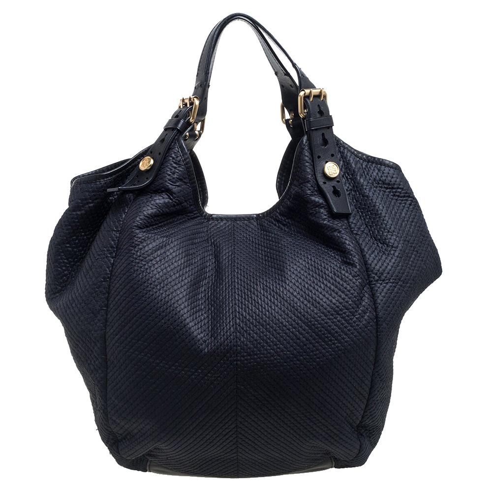 Givenchy Black Fabric Stitch Detail Hobo