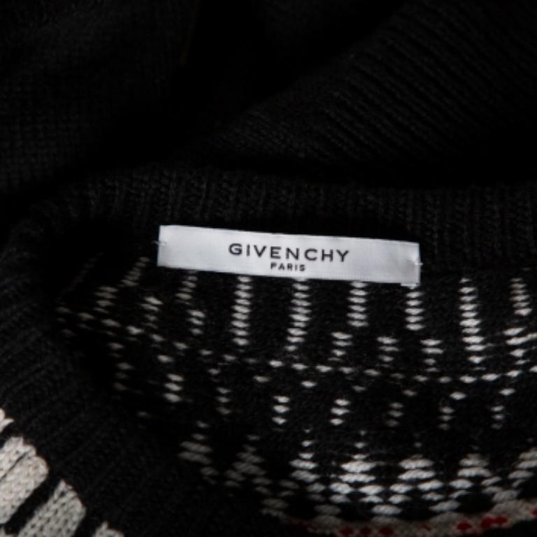 Givenchy Maglione nero in lana con logo e bordi sfrangiati M. I. in vendita 1