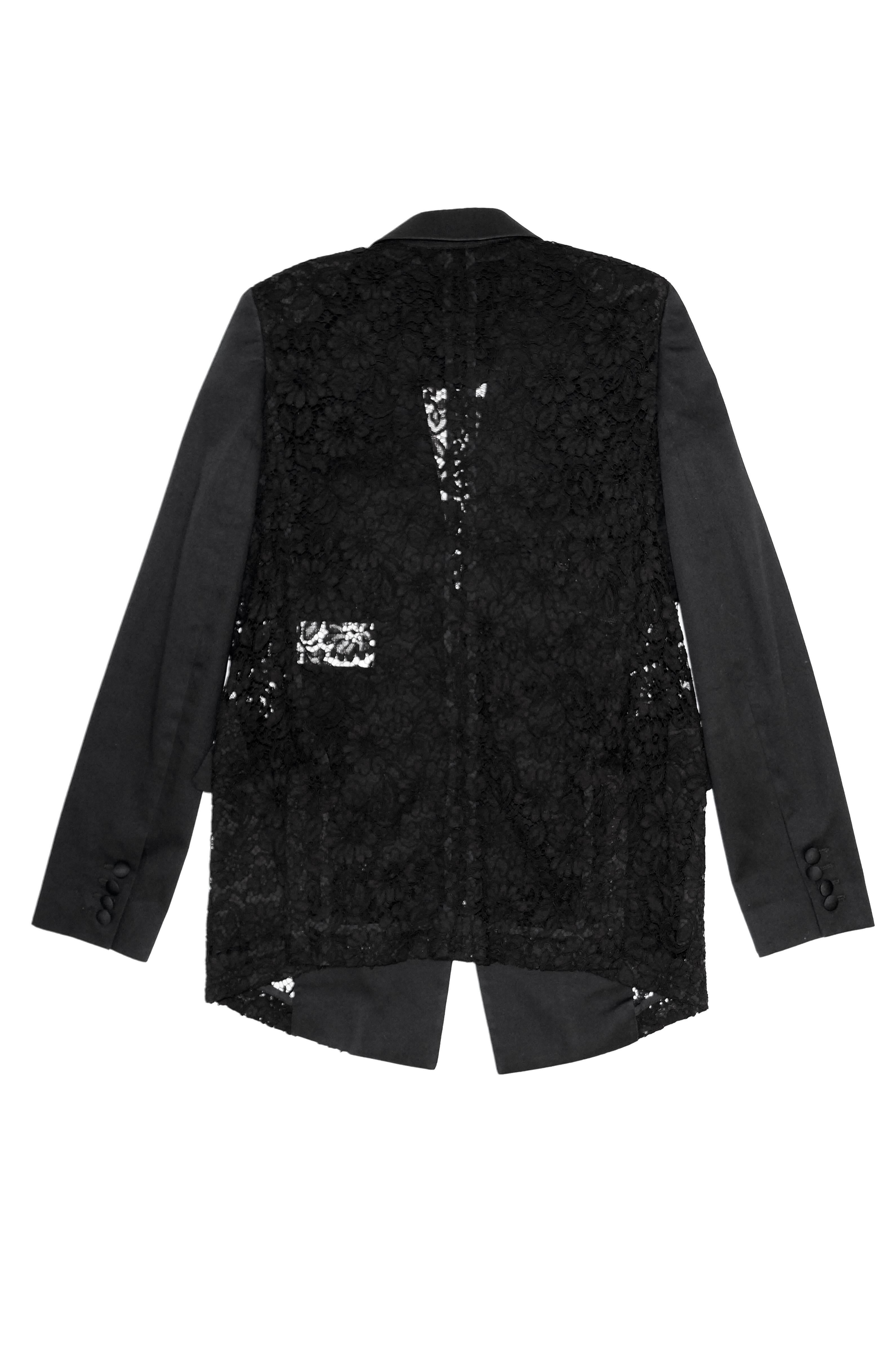 Givenchy Black Floral Lace Back Panel Blazer For Sale 9