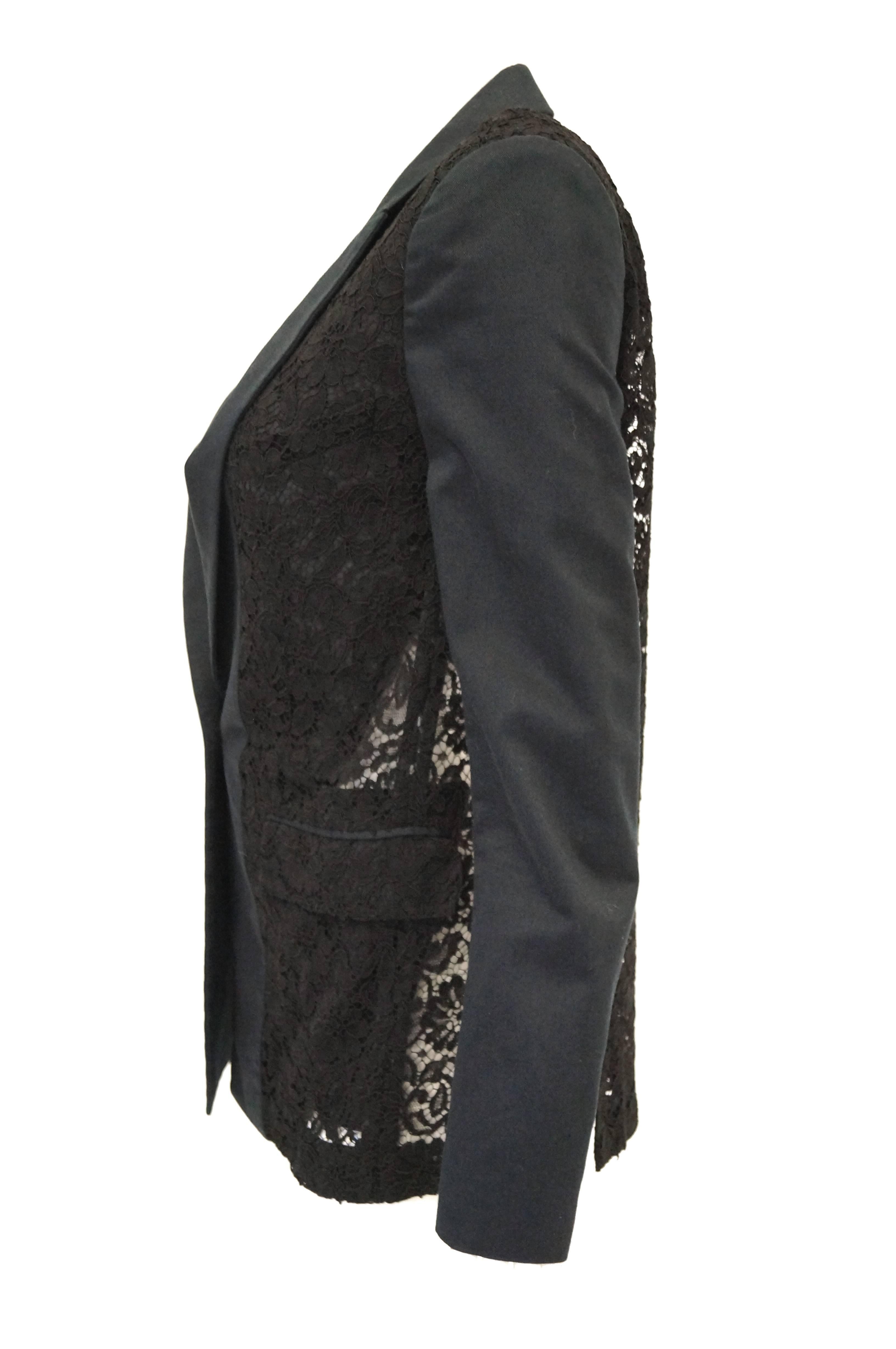 Women's Givenchy Black Floral Lace Back Panel Blazer For Sale