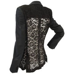 Givenchy Black Floral Lace Back Panel Blazer
