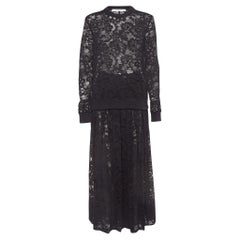 Givenchy ensemble haut et pantalon en dentelle florale noire semi-transparente M