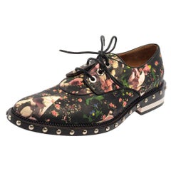 Givenchy Black Floral Print Leather Lace Up Derby Size 38