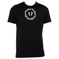 Givenchy Black Floral Printed Cotton Metal 17 Detail Crewneck T-Shirt M