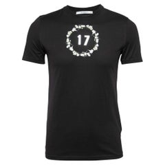 Givenchy Black Floral Printed Cotton Metal 17 Detail Crewneck T-Shirt XS