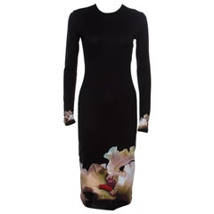 Givenchy Black Floral Printed Jersey Long Sleeve Bodycon Dress M