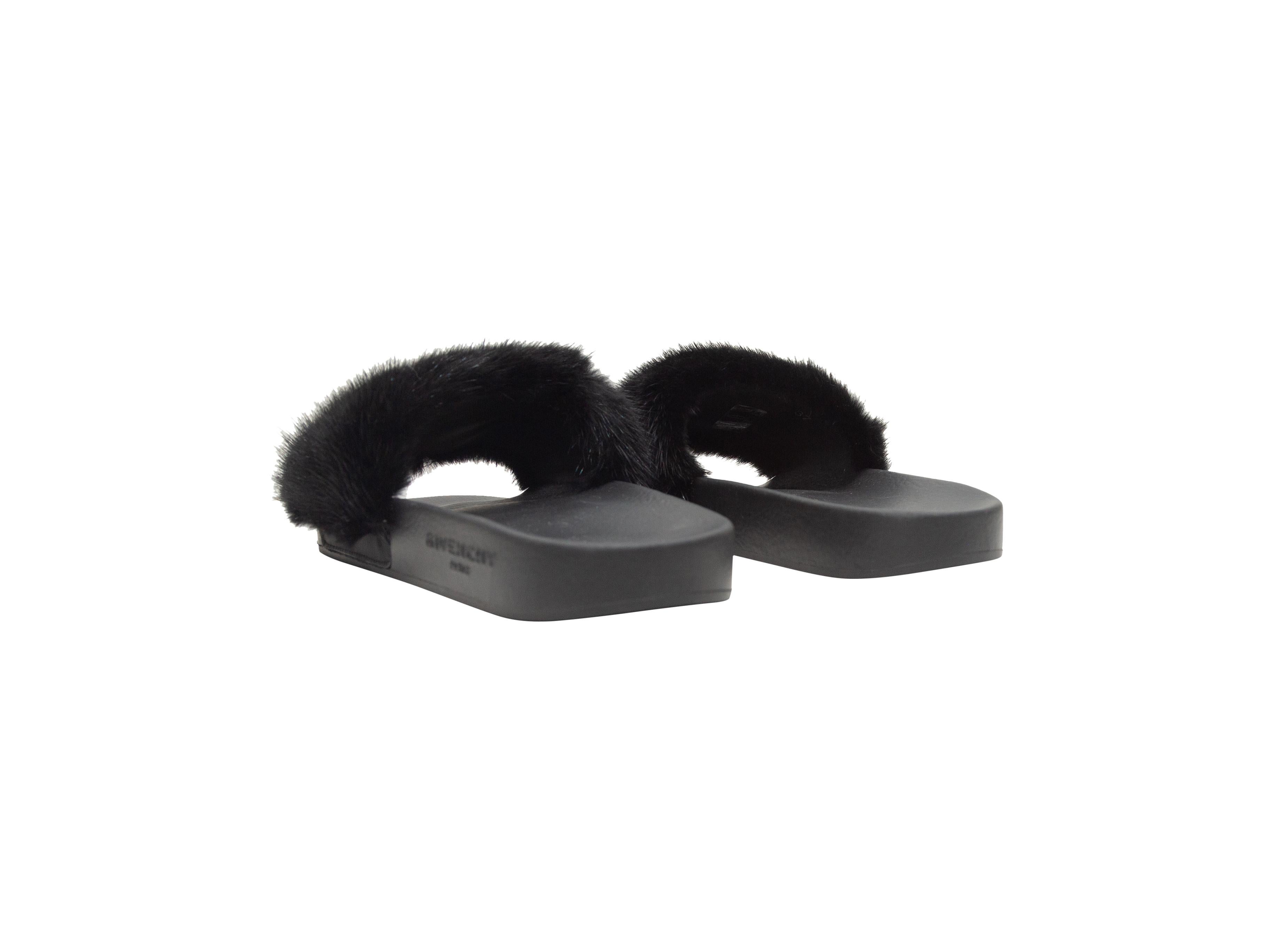 Women's  Givenchy Black Fur Slide Sandals