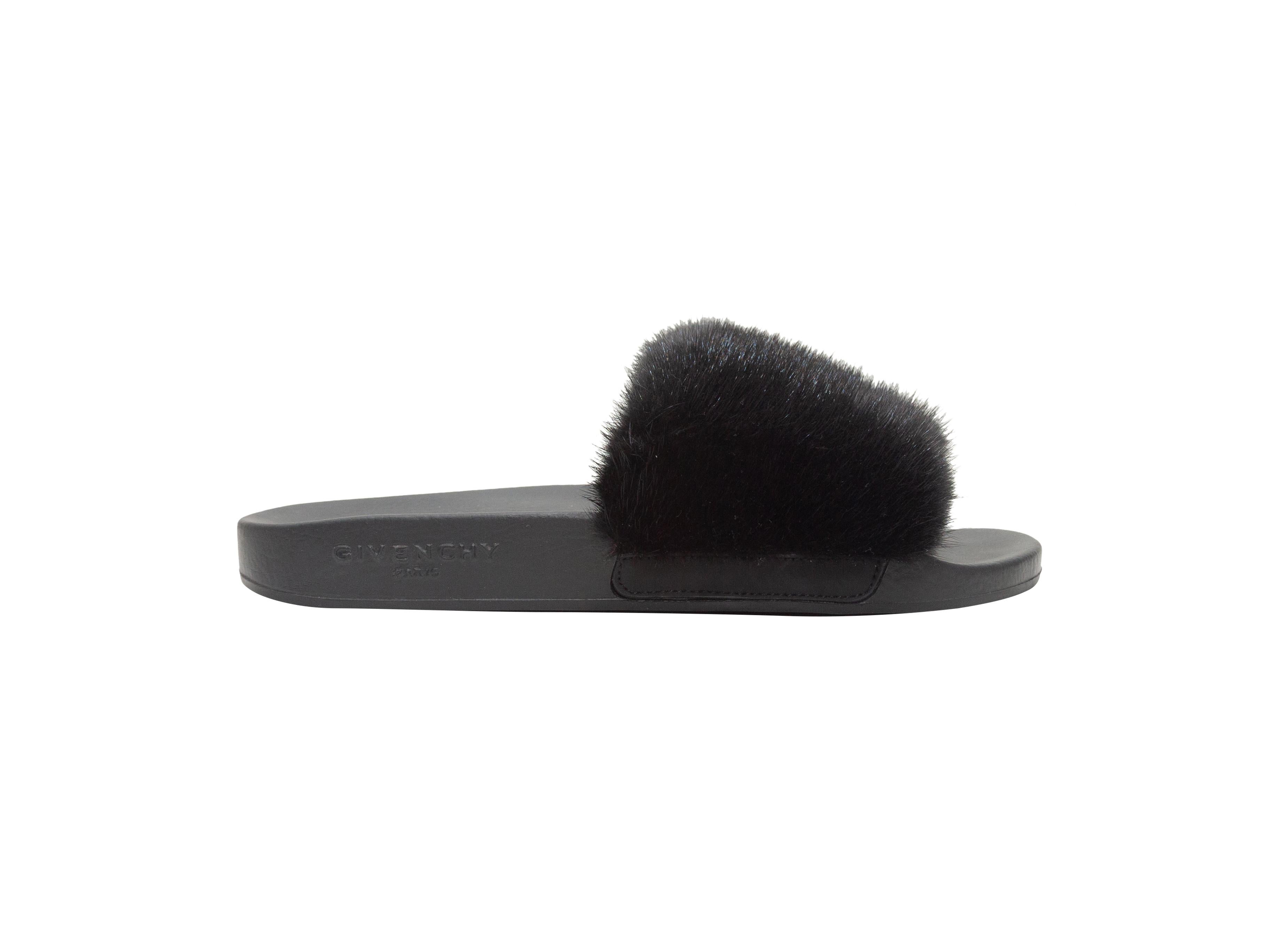  Givenchy Black Fur Slide Sandals 1