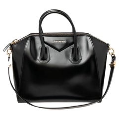 Givenchy Black Gloddy Leather Medium Antigona Satchel