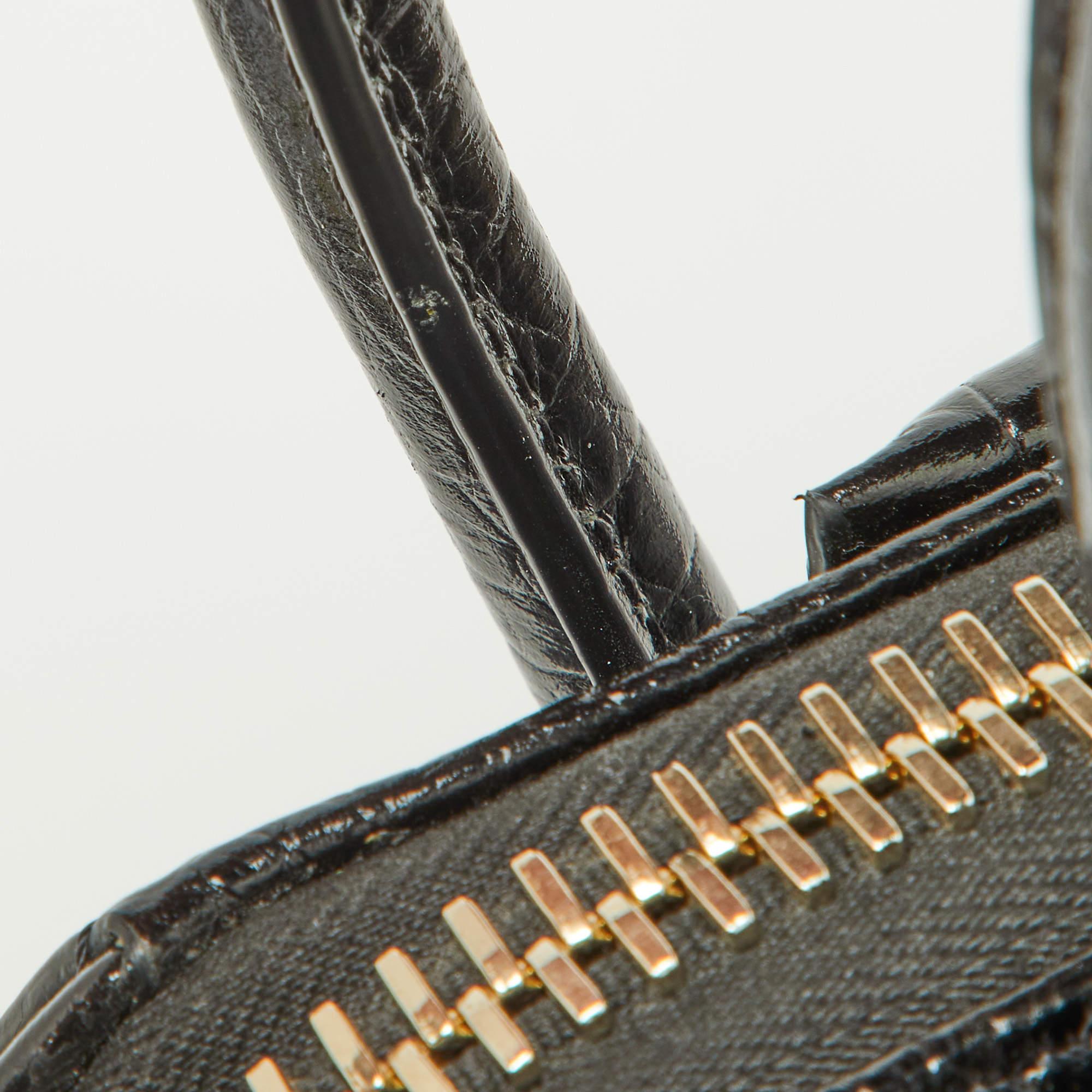 Givenchy Black Glossy Croc Embossed Leather Mini Antigona Satchel 1