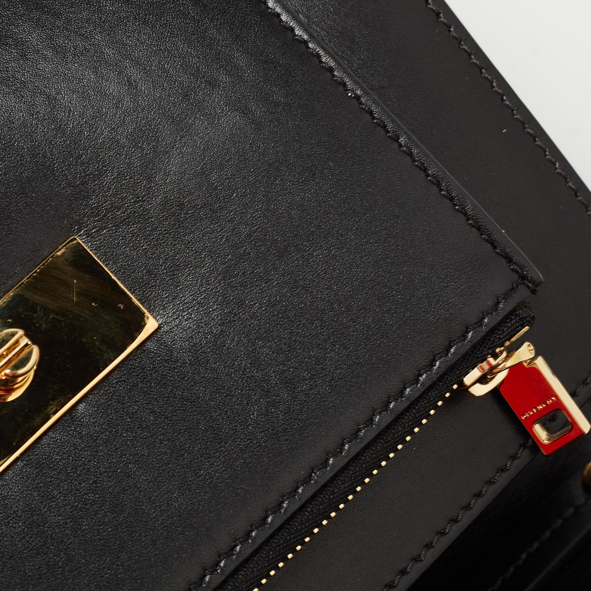 Givenchy Black Glossy Leather Small GV3 Shoulder Bag 6